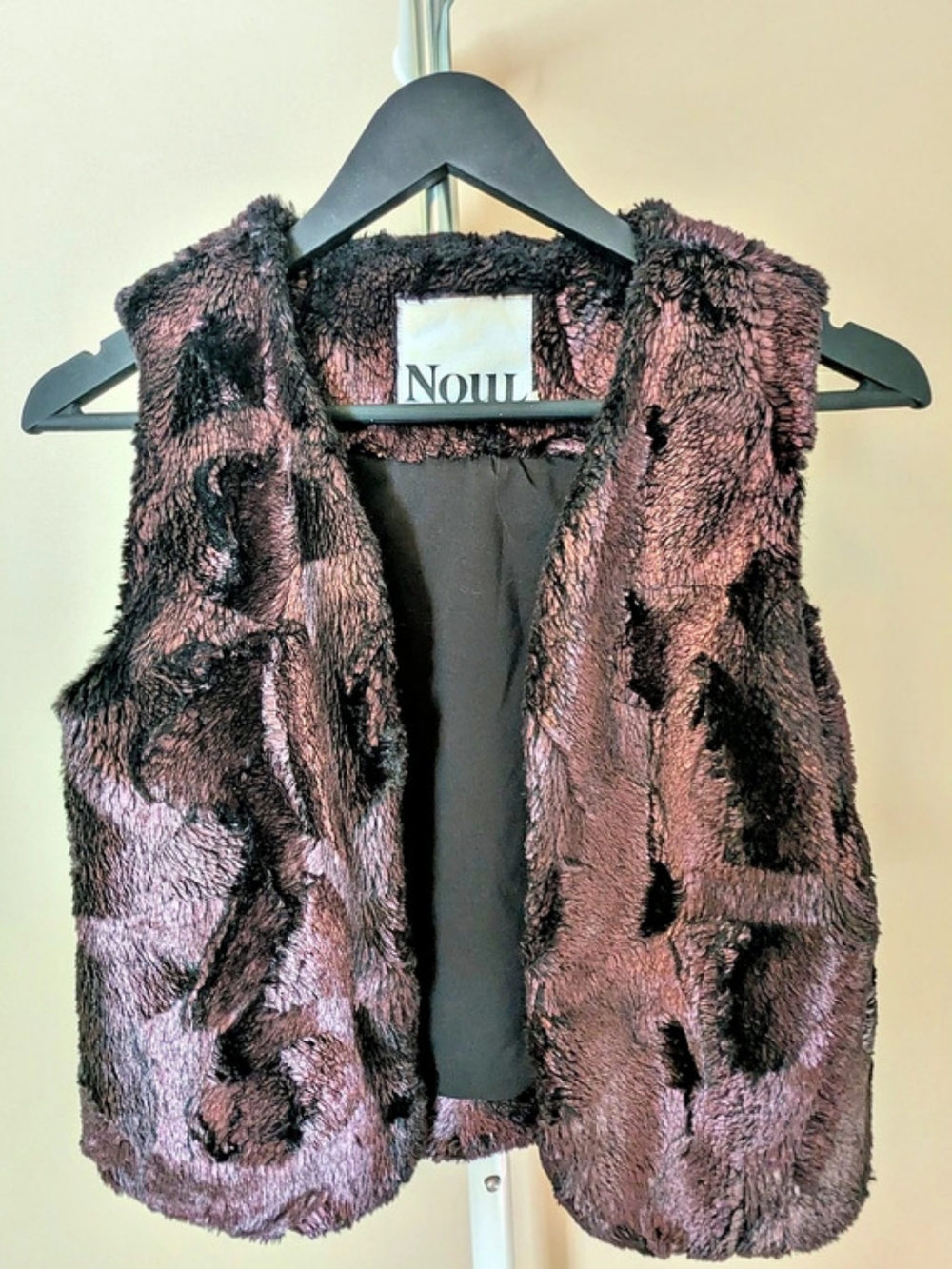 NOUL Faux Fur Vest in Purple & Black Size Small Like New